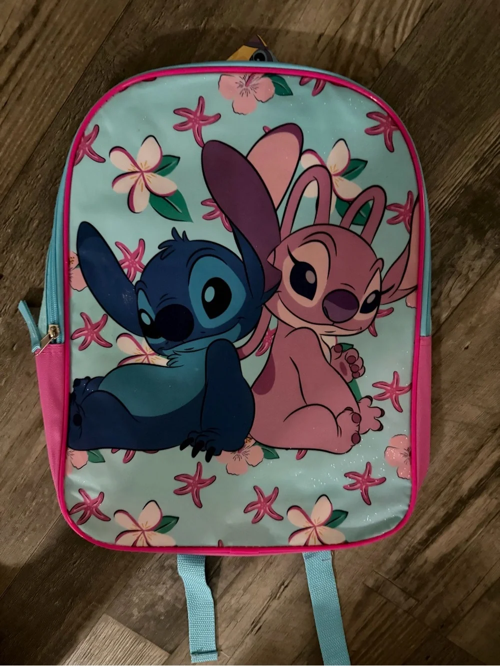 Kids Character Backpack - Blue & Pink Floral Stitch Design